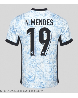 Portogallo Nuno Mendes #19 Maglia Gara Trasferta Repliche Europei 2024